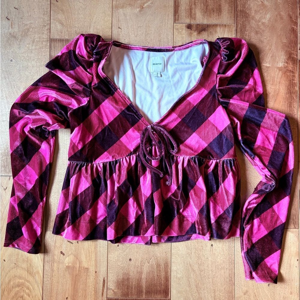 Maeve Vibrant Pink and Black Diamond Blouse